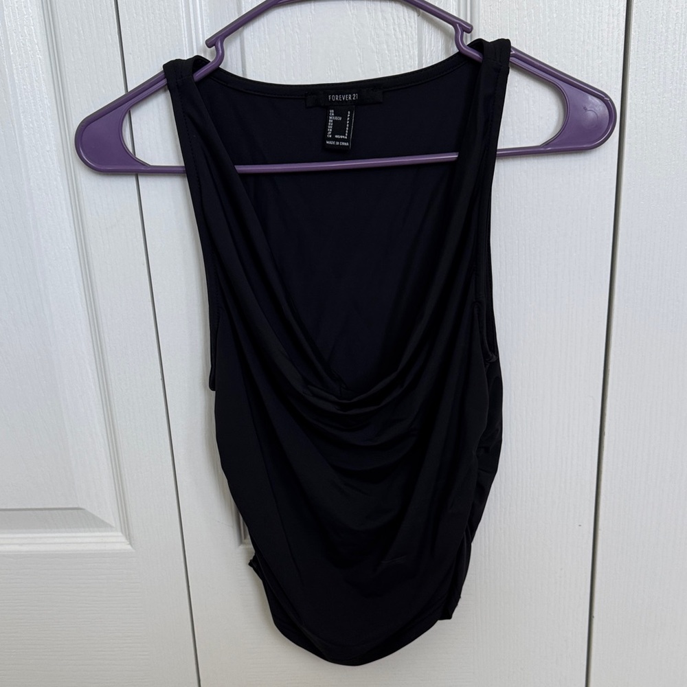 Forever 21 Black Cowl Neck Tank Top